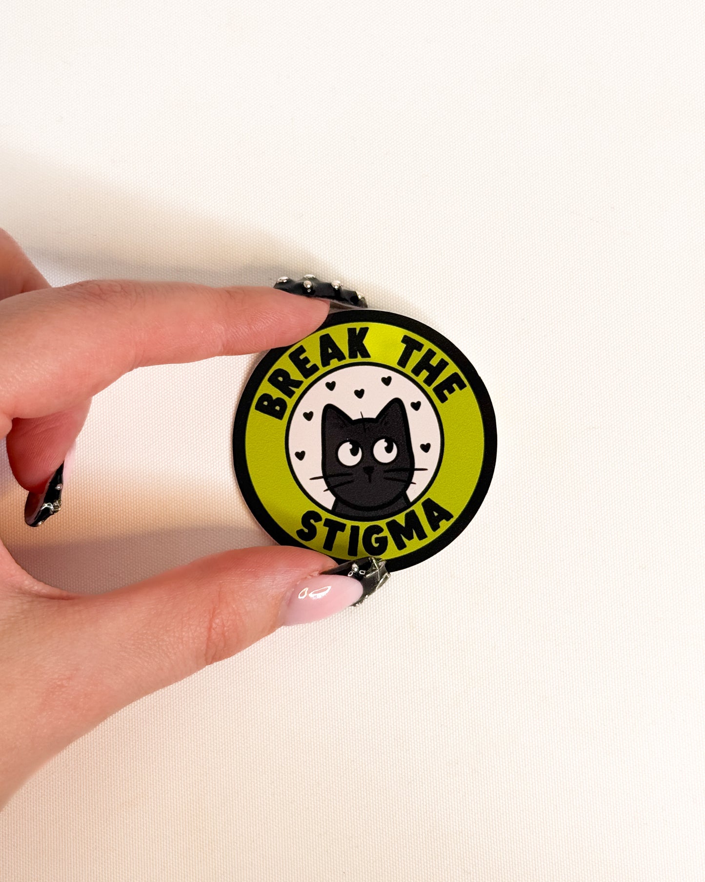 BREAK THE STIGMA BLACK CAT GLOSSY VINYL STICKER