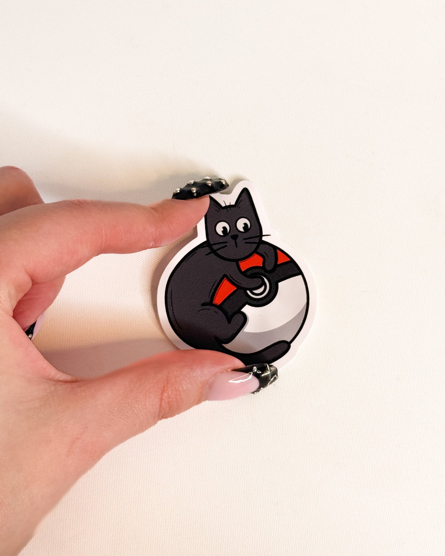 BLACK CAT POKEBALL GLOSSY VINYL STICKER