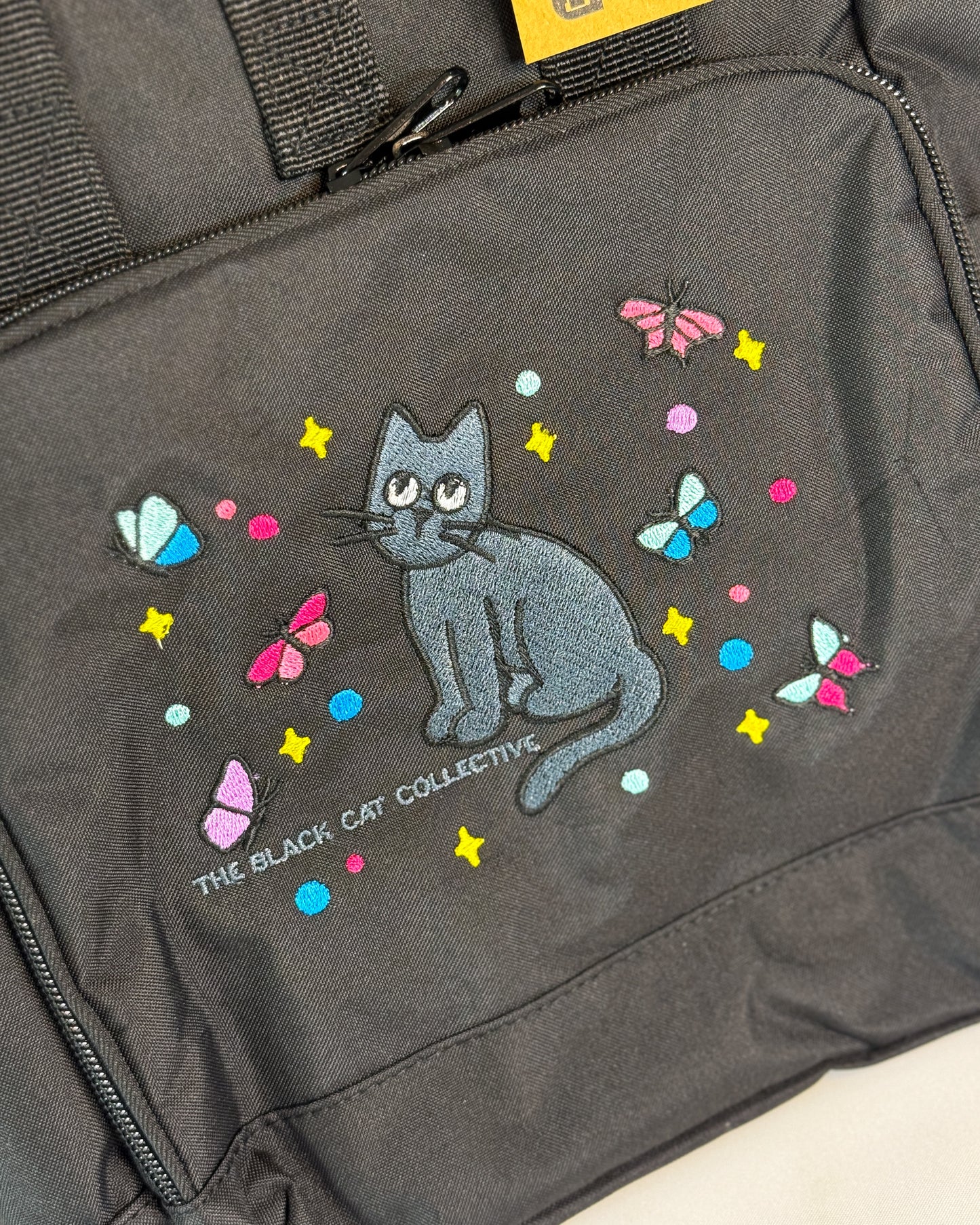 BLACK CAT BUTTERFLY EMBROIDERED MINI BACKPACK