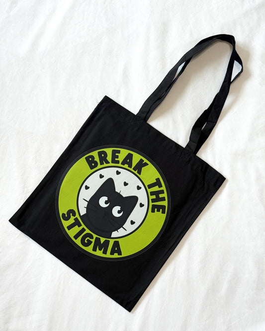 BLACK CAT BREAK THE STIGMA TOTE BAG