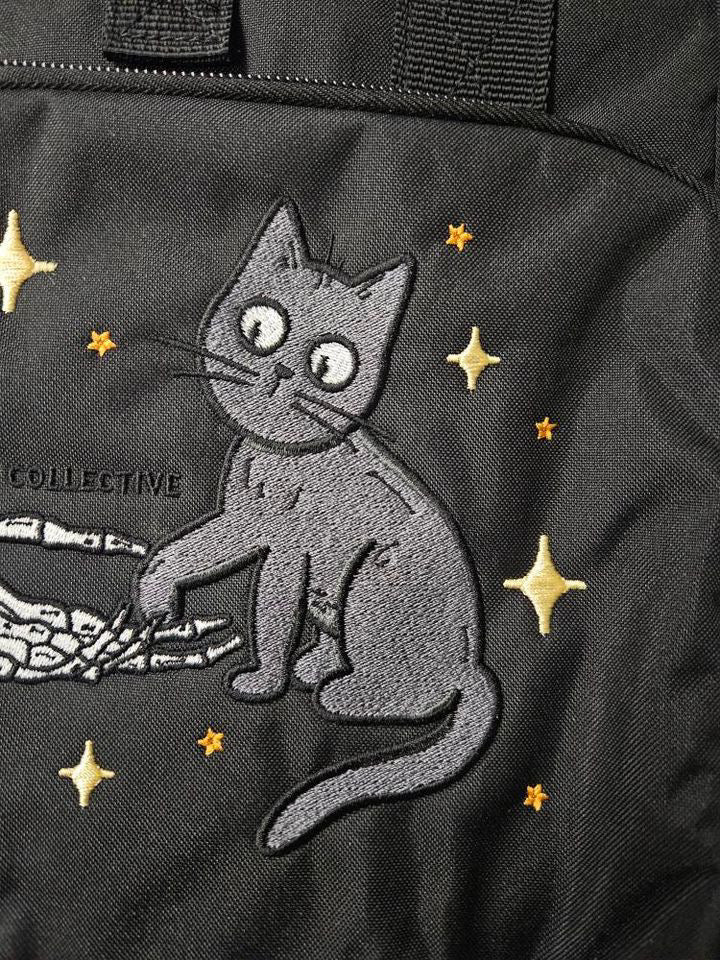 BLACK CAT AND SKELETON EMBROIDERED MINI BACKPACK *LIMITED EDITION*