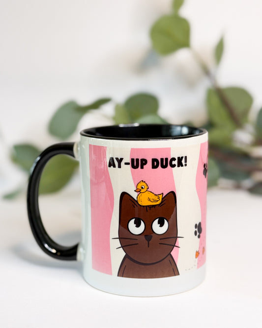 AY-UP DUCK BLACK CAT MUG