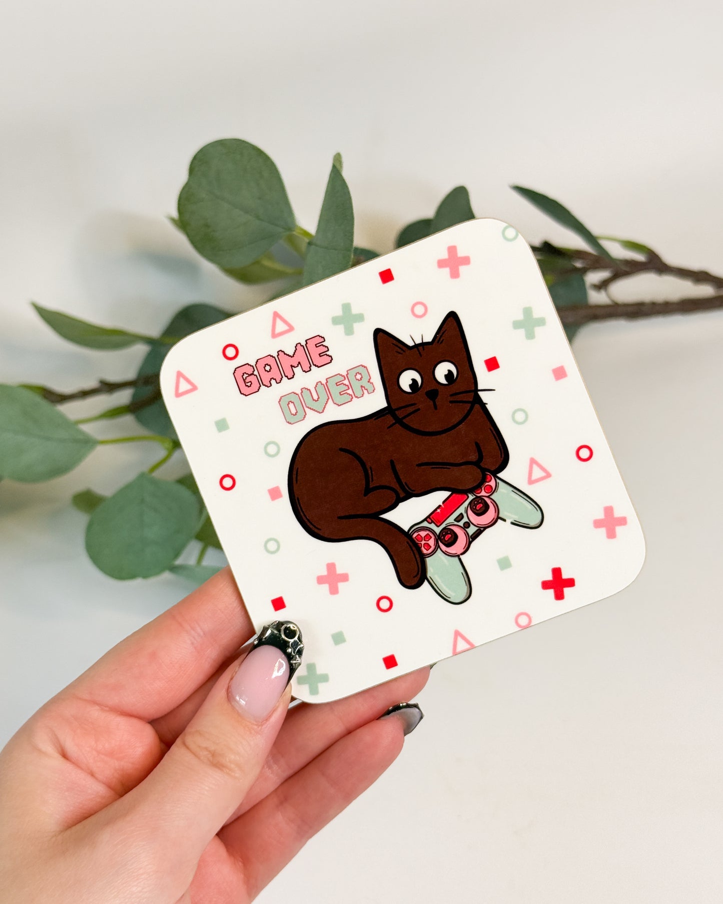 GAME OVER BLACK CAT COASTER