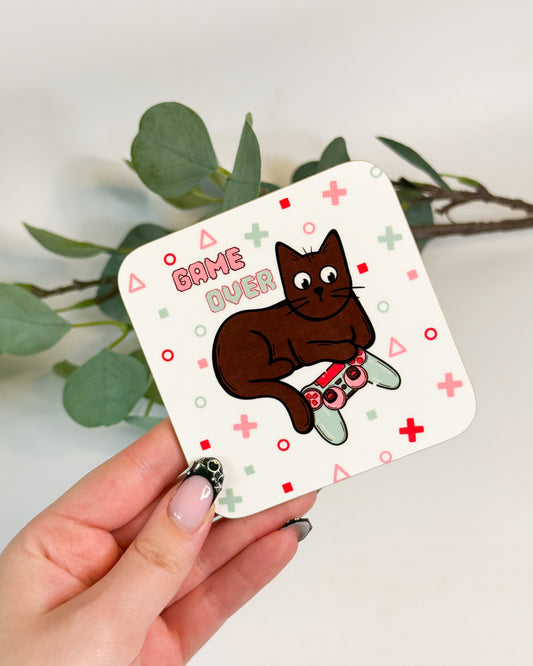 GAME OVER BLACK CAT COASTER