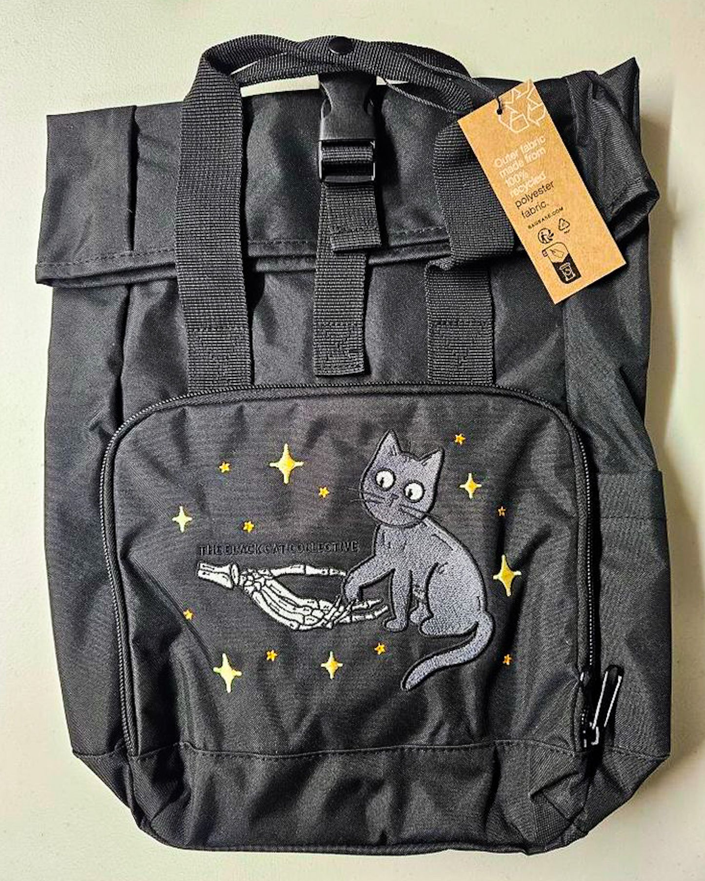 BLACK CAT AND SKELETON EMBROIDERED MINI BACKPACK *LIMITED EDITION*