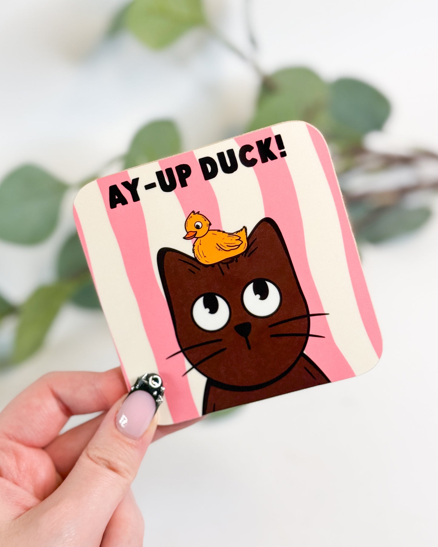 AY-UP DUCK BLACK CAT COASTER
