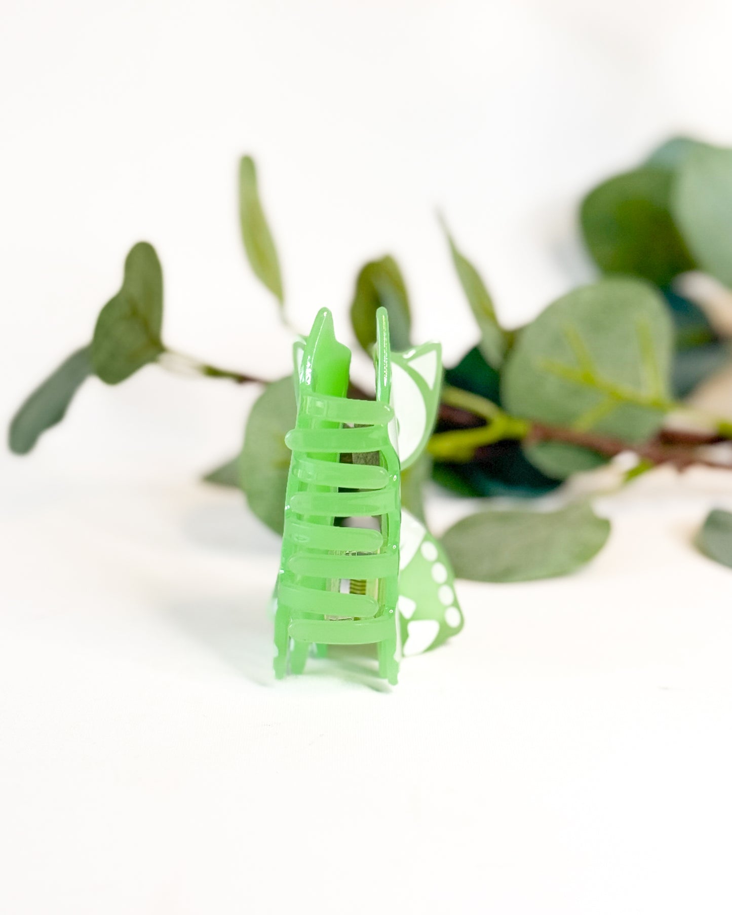 GREEN CAT GLOW IN THE DARK HALLOWEEN HAIR CLIP