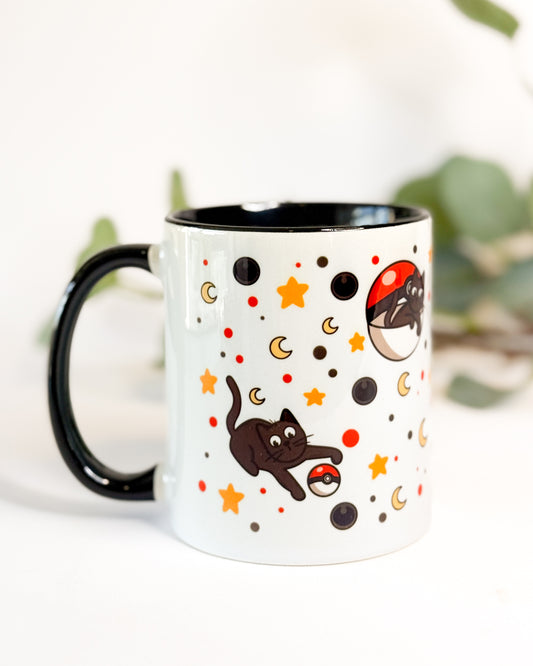 BLACK CAT POKEBALL MUG
