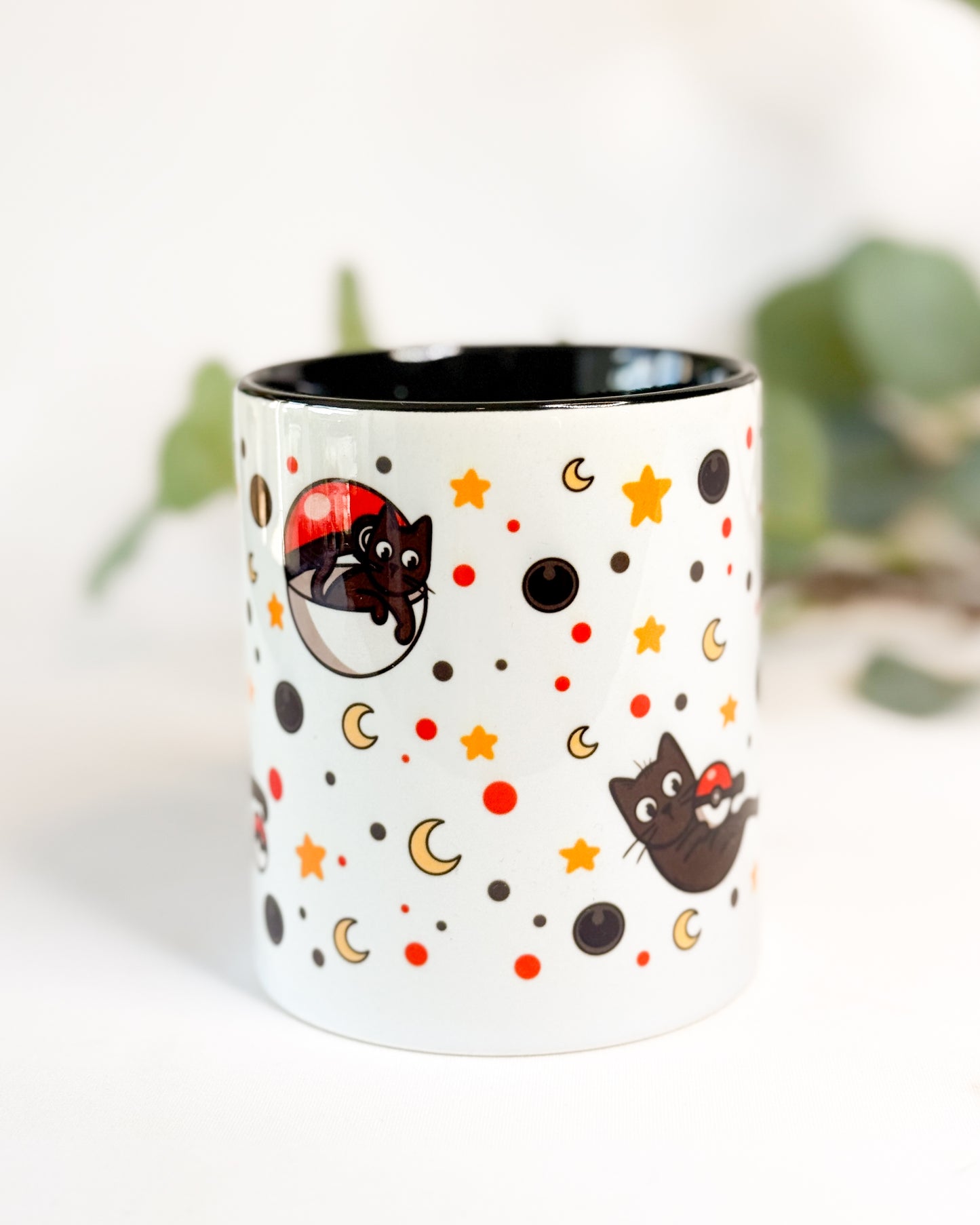 BLACK CAT POKEBALL MUG