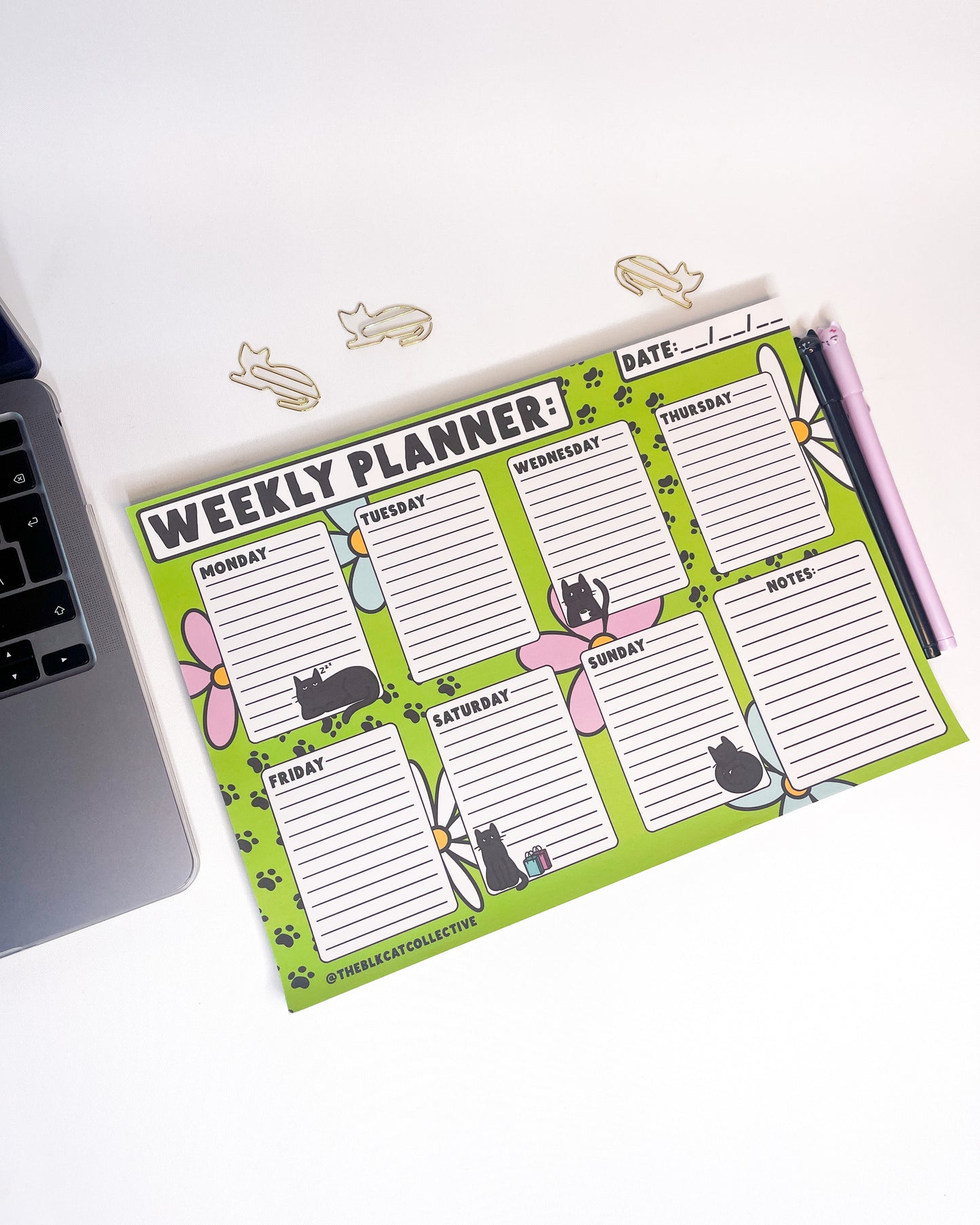 BLACK CAT A4 WEEKLY DESK PLANNER