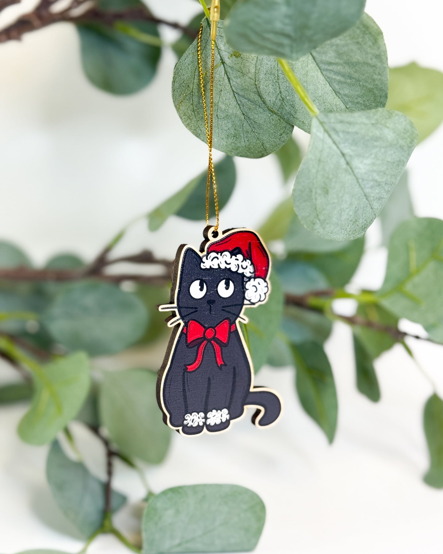 BLACK CAT REINDEER & BLACK CAT CHRISTMAS HAT CHRISTMAS TREE DECORATION BUNDLE