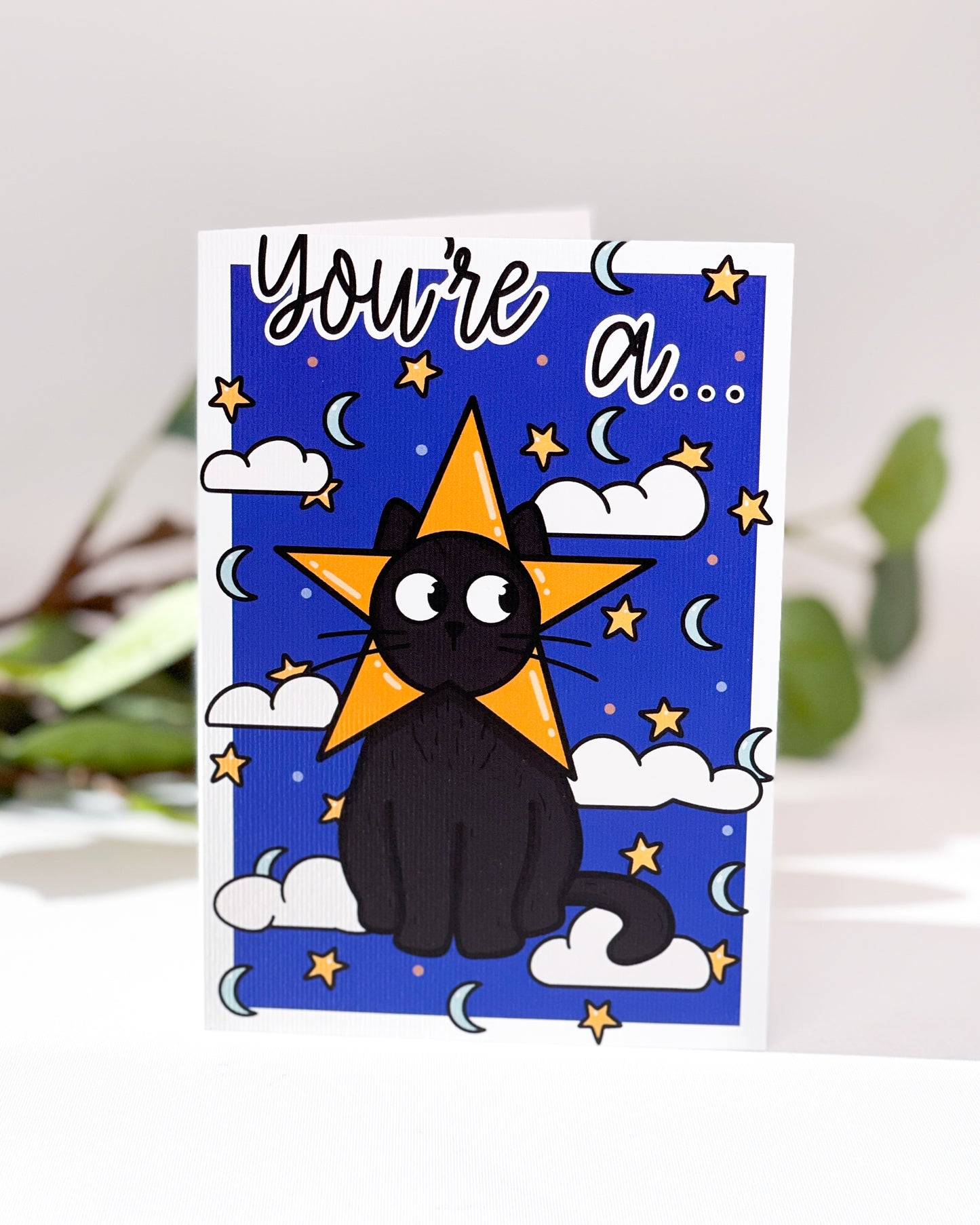 YOU'RE A STAR BLACK CAT GREETINGS CARD