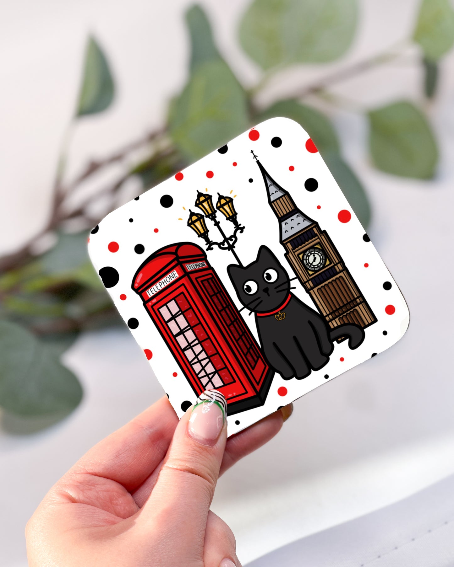 LONDON BLACK CAT COASTER