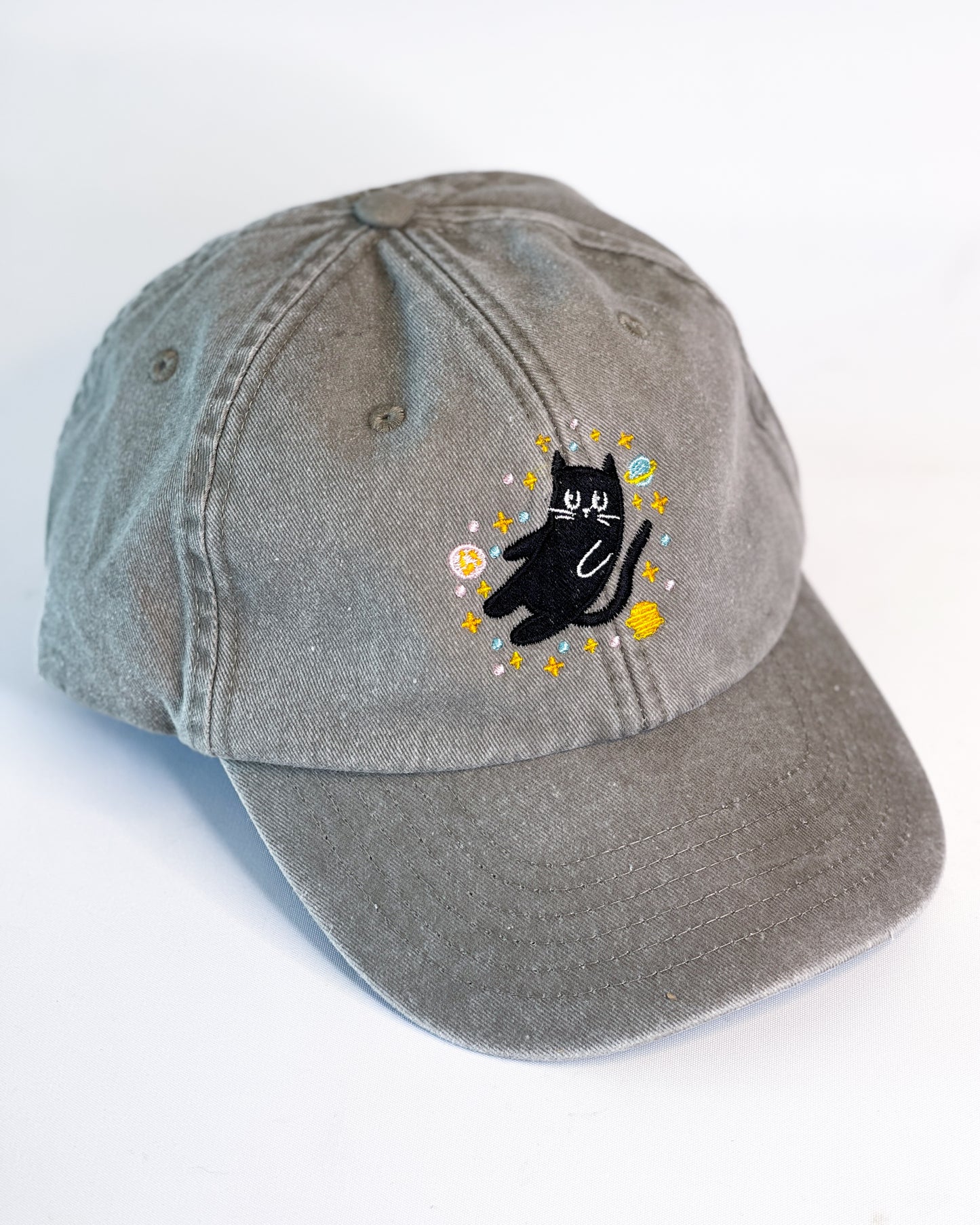 SPACE CAT EMBROIDERED DAD CAP