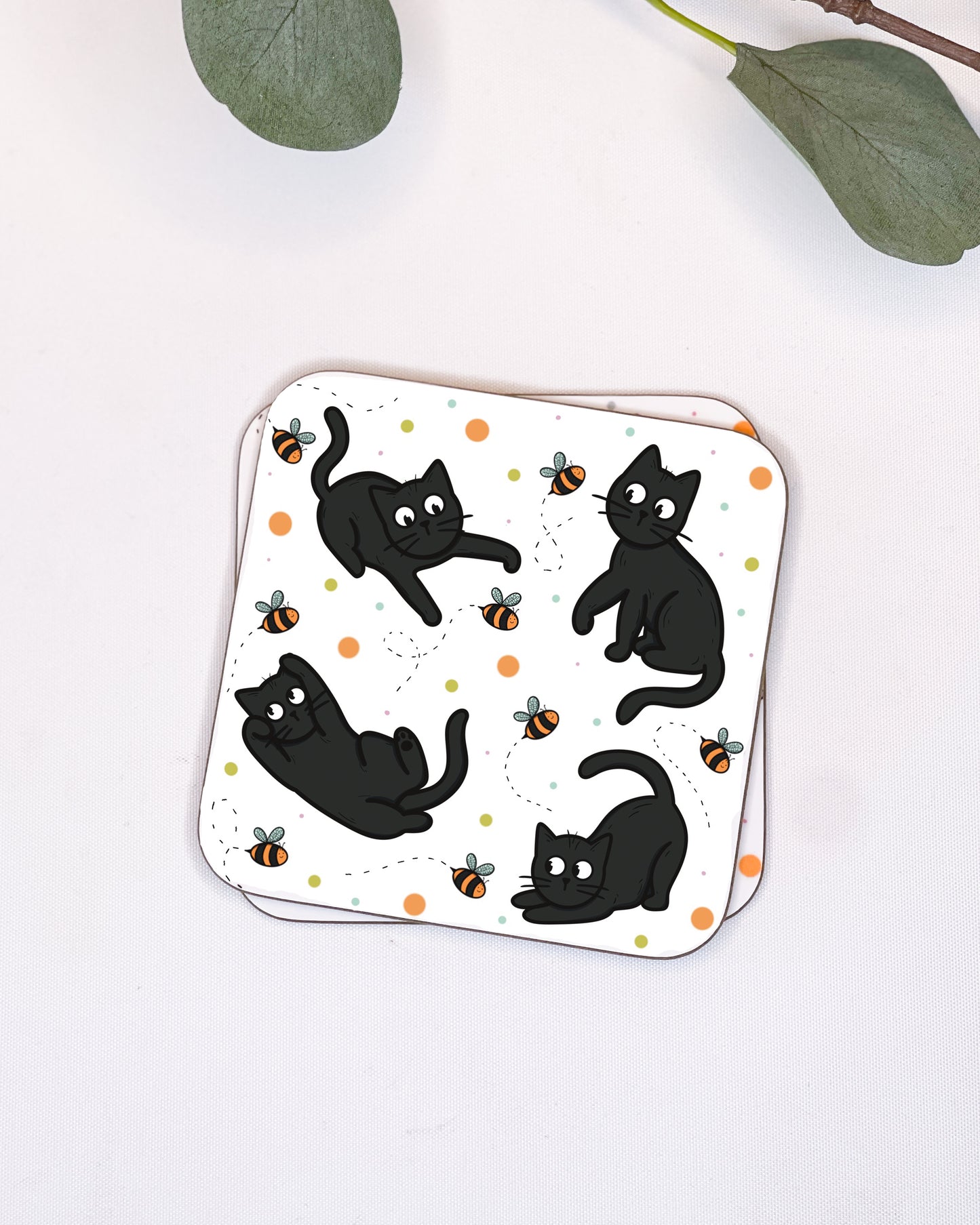 BEE BLACK CAT COASTER