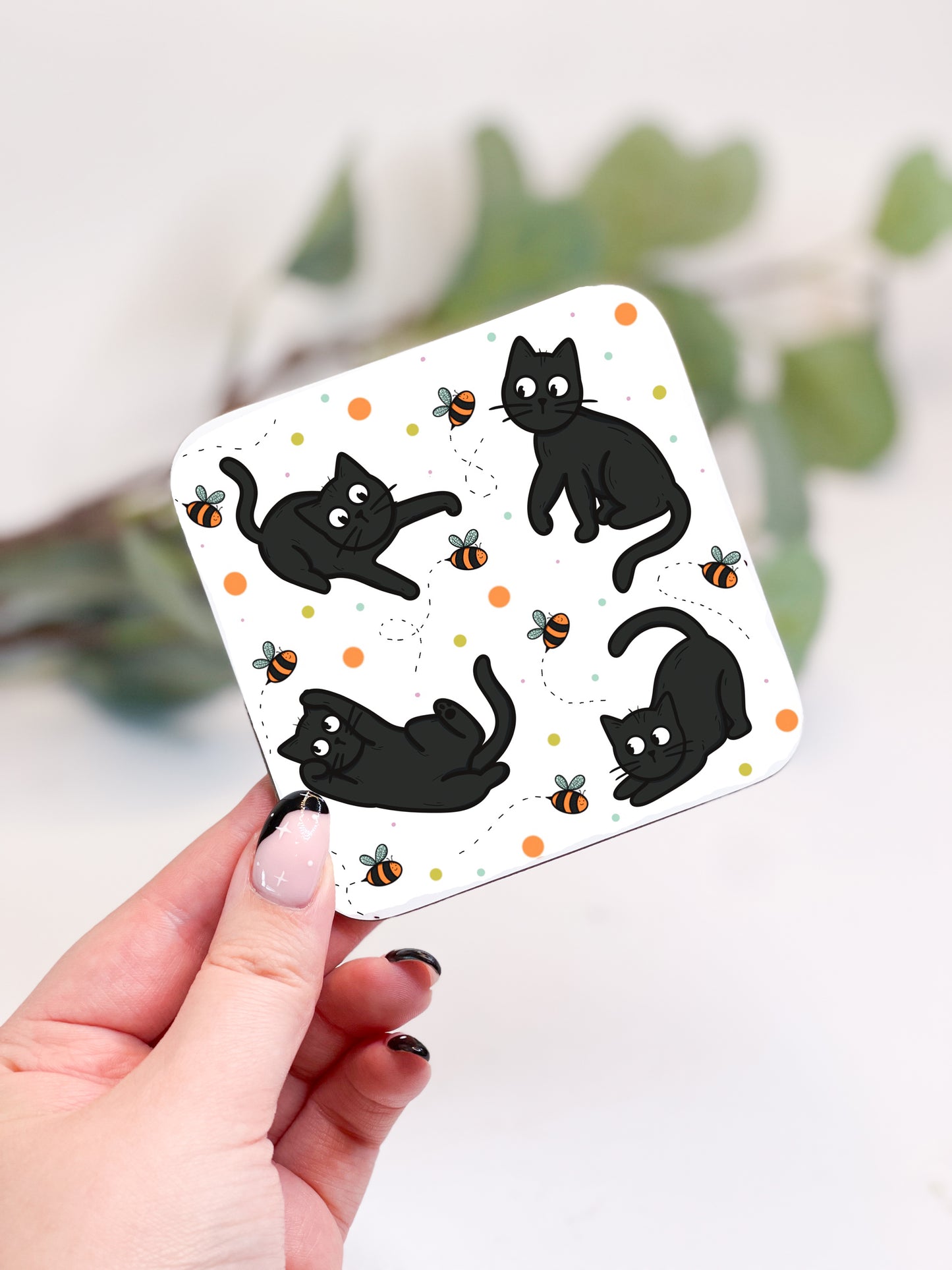 BEE BLACK CAT COASTER