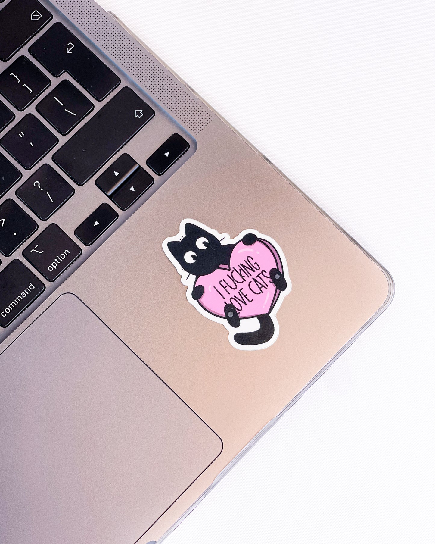 I FUCKING LOVE CATS BLACK CAT GLOSSY VINYL STICKER