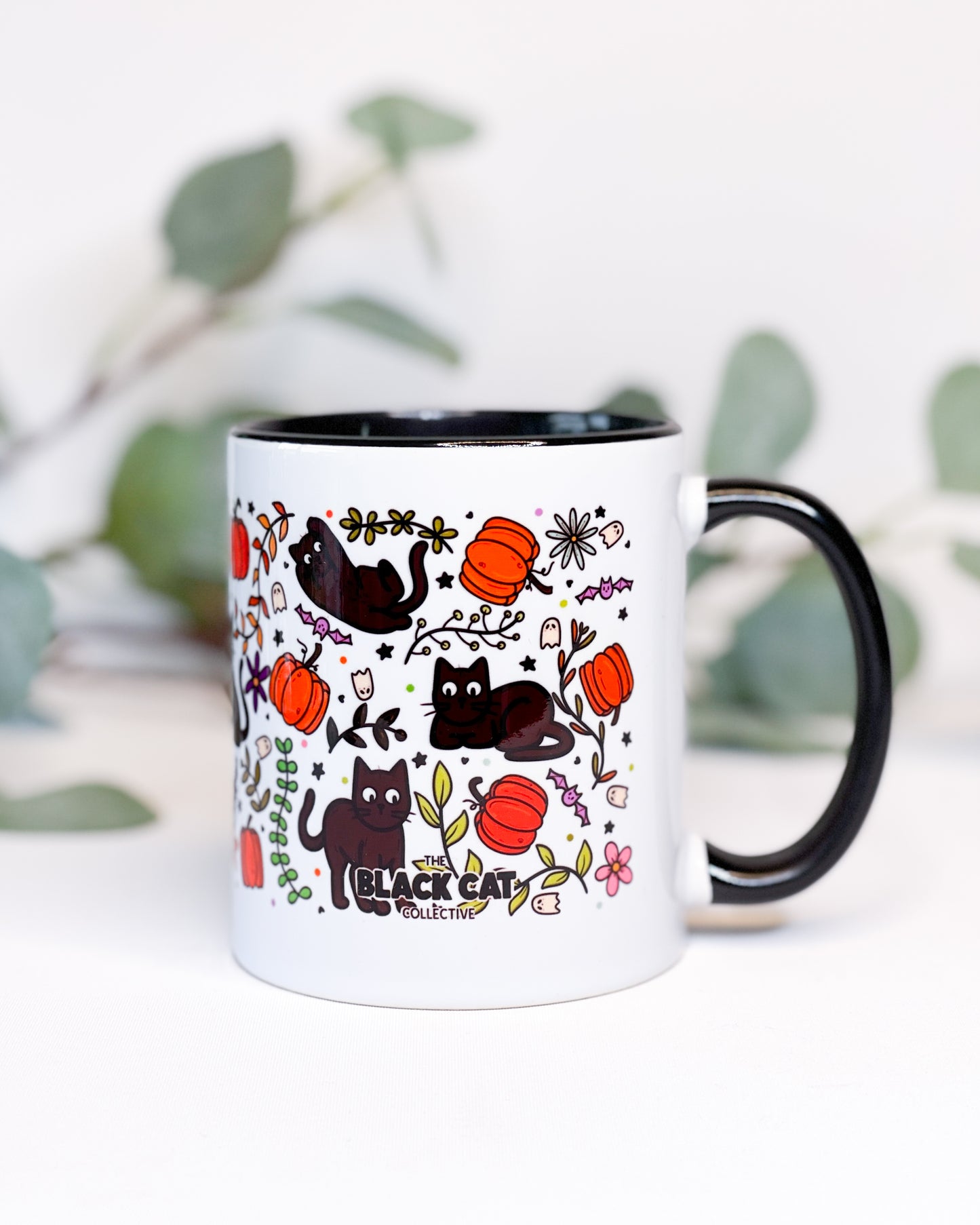 BLACK CAT HALLOWEEN PATTERN MUG