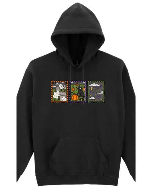 BLACK CAT, GHOST & BAT HALLOWEEN HOODIE