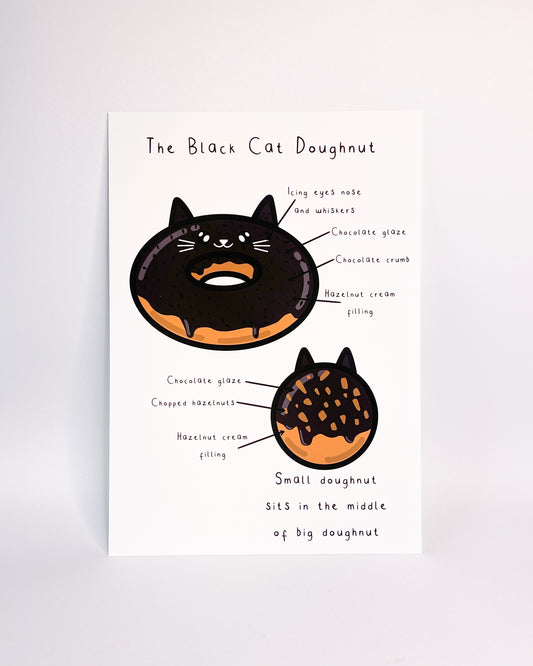 BLACK CAT DOUGHNUT PRINT