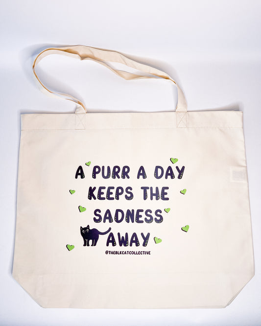 BLACK CAT PURR A DAY TOTE BAG