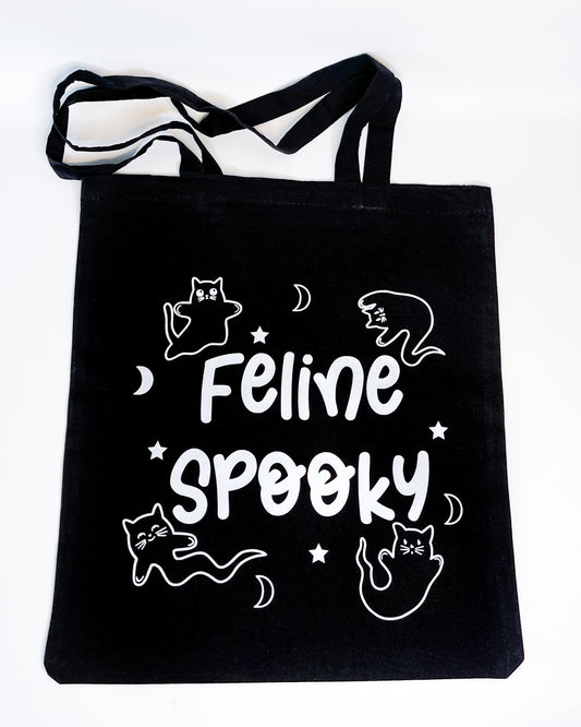 BLACK CAT FELINE SPOOKY TOTE BAG