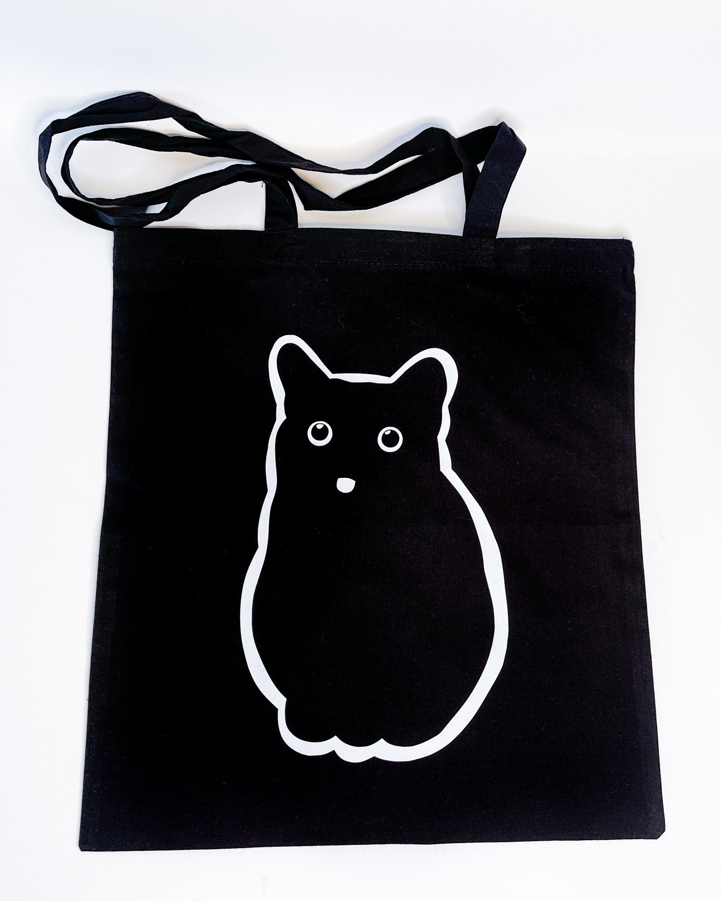 BLACK CAT MEME BLEP TONGUE TOTE BAG