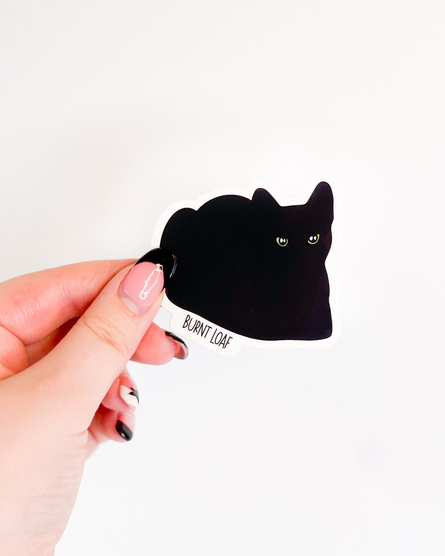 BLACK CAT MEME BURNT LOAF GLOSSY VINYL STICKER