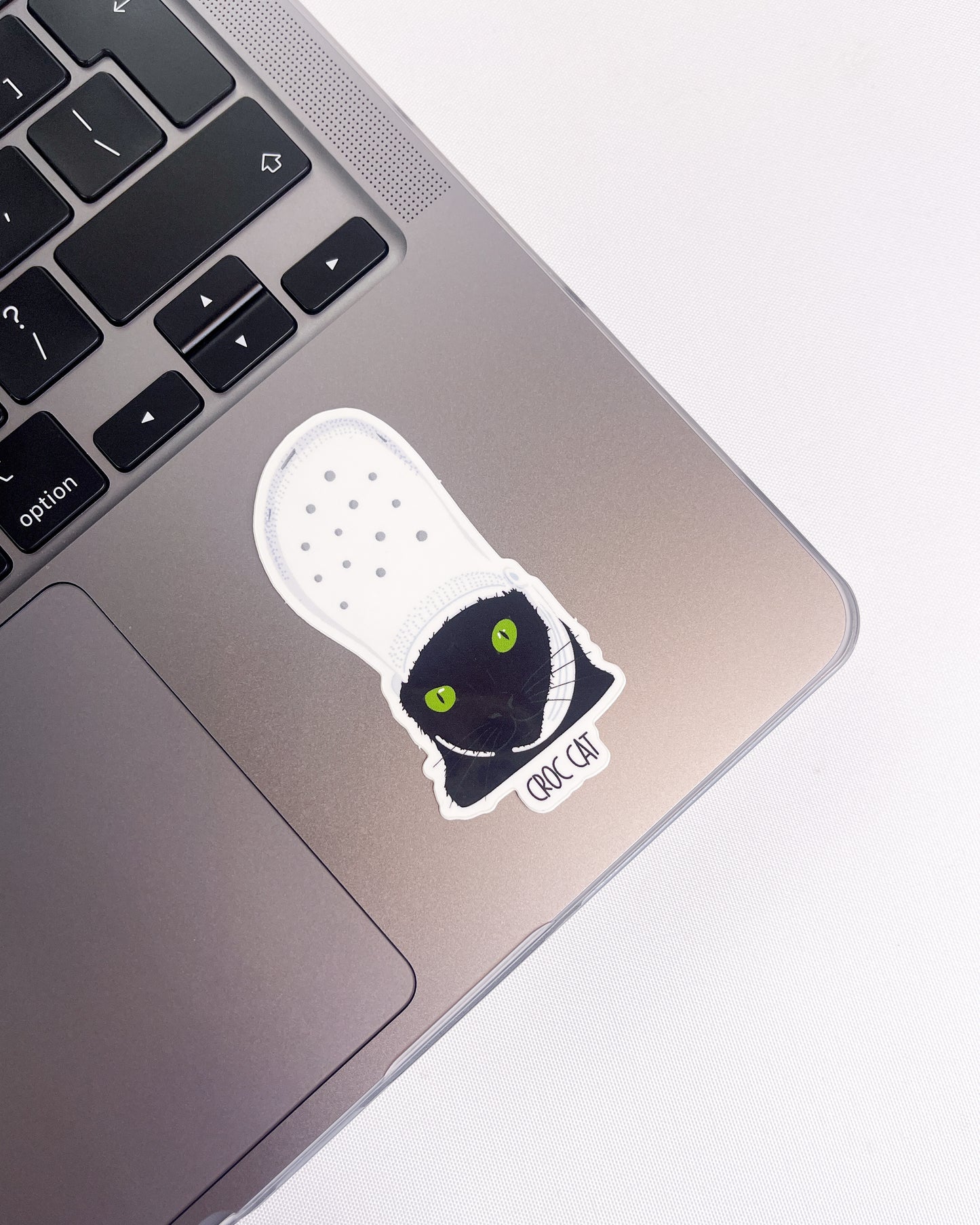 BLACK CAT MEME CROC CAT GLOSSY VINYL STICKER