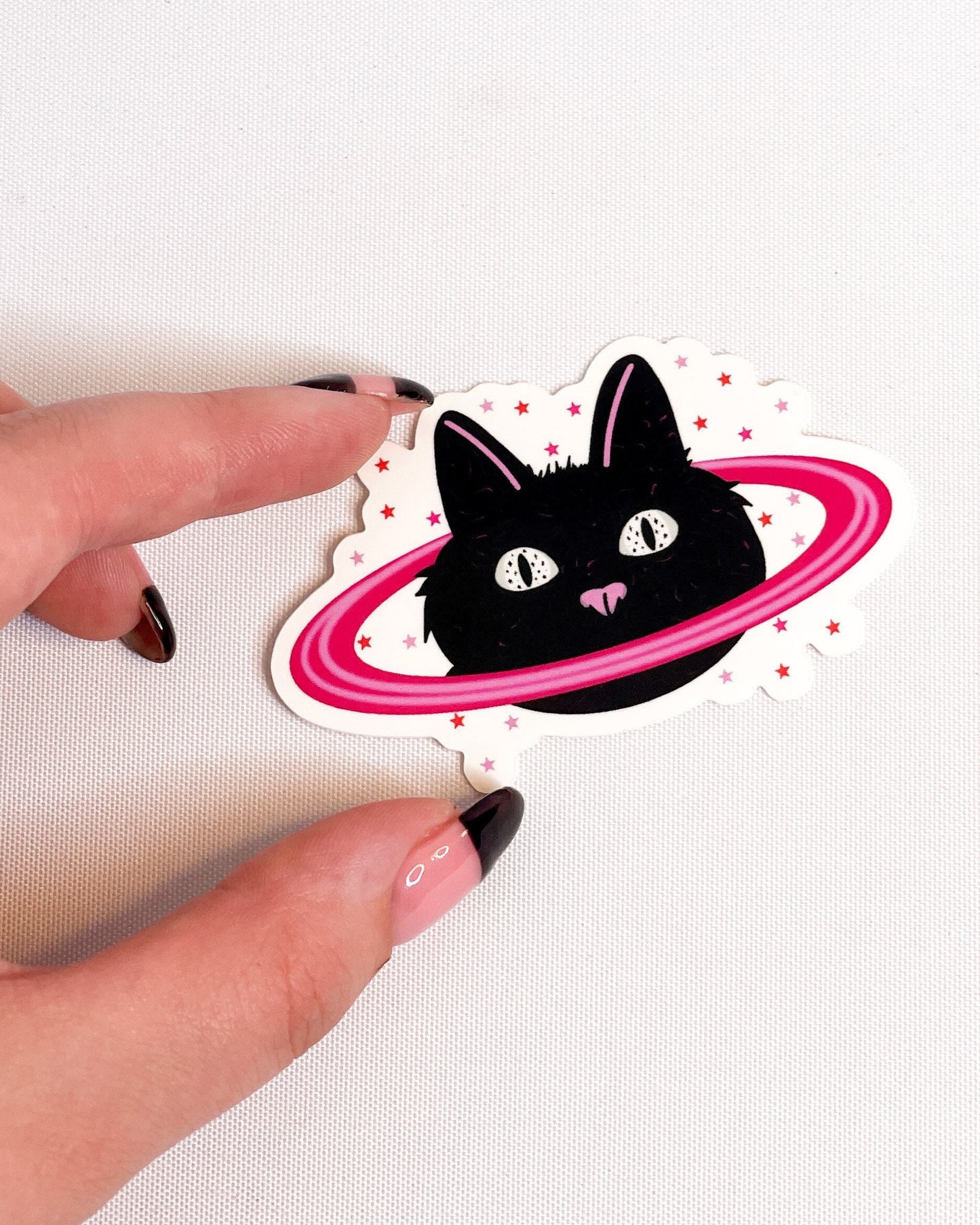 BLACK CAT PLANET GLOSSY VINYL STICKER