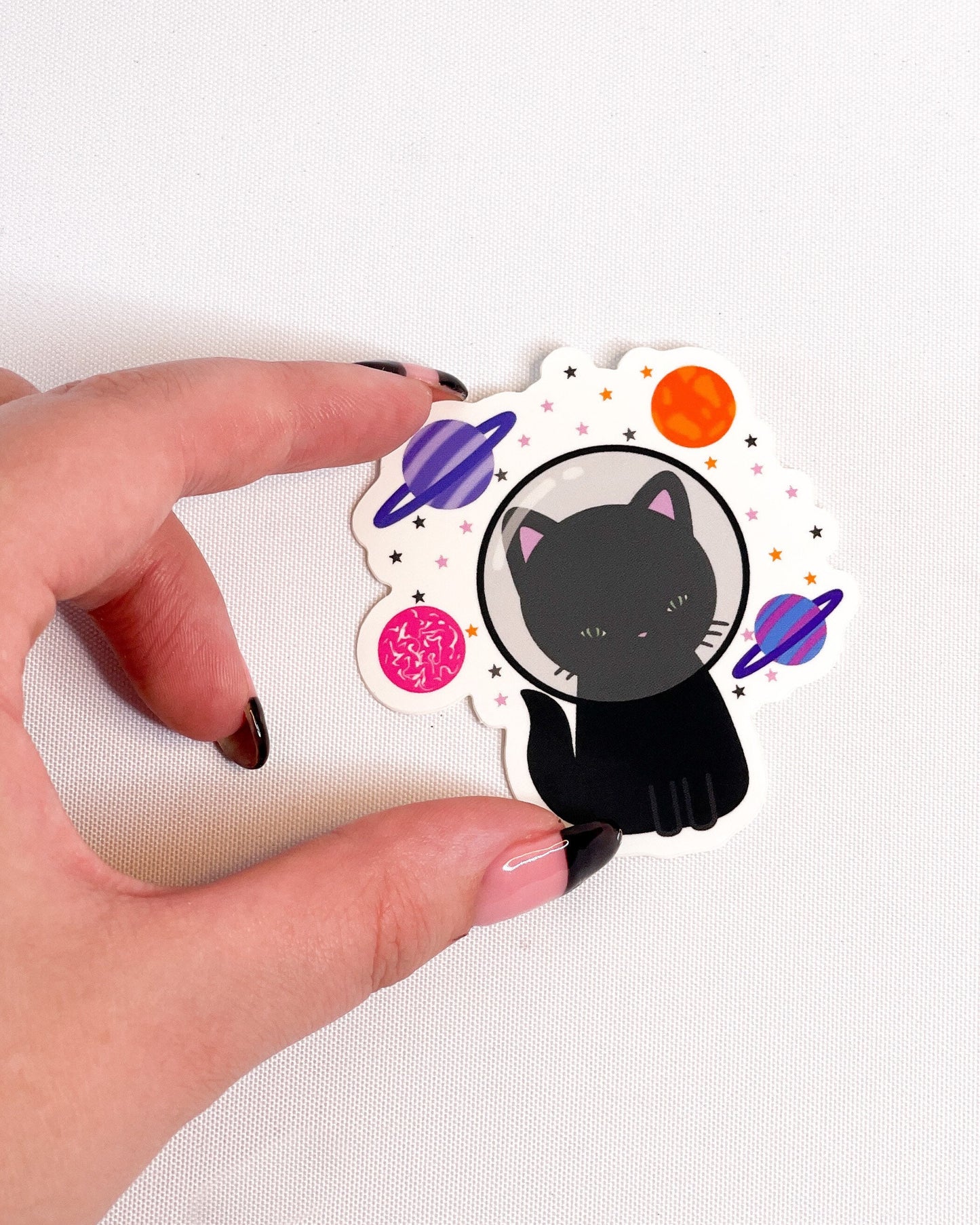 BLACK CAT ASTRONAUT GLOSSY VINYL STICKER