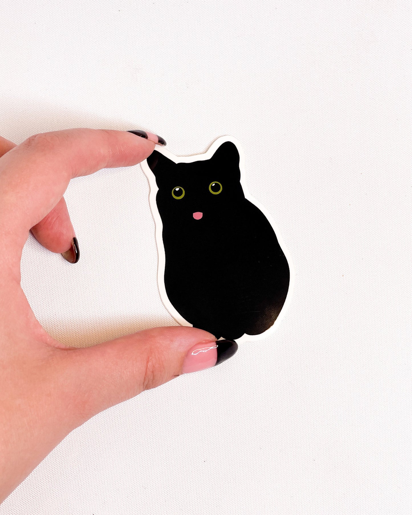 BLACK CAT MEME BLEP TONGUE GLOSSY VINYL STICKER