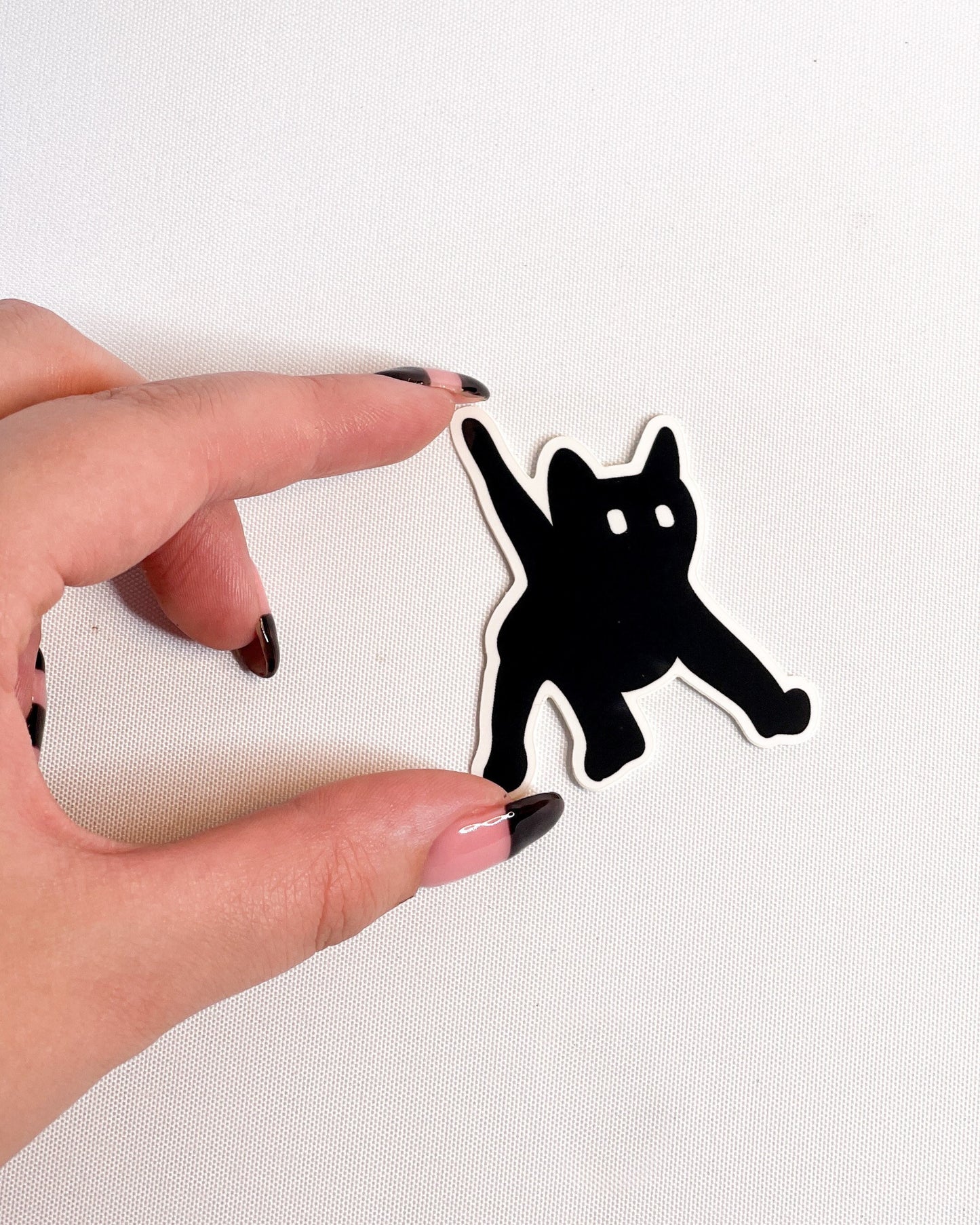 BLACK CAT MEME JUMPING CAT GLOSSY VINYL STICKER