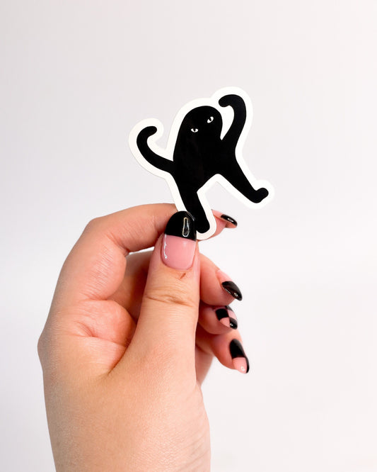 BLACK CAT MEME CURSED CAT GLOSSY VINYL STICKER