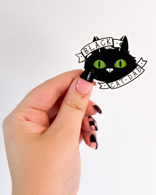 BLACK CAT DAD GLOSSY VINYL STICKER