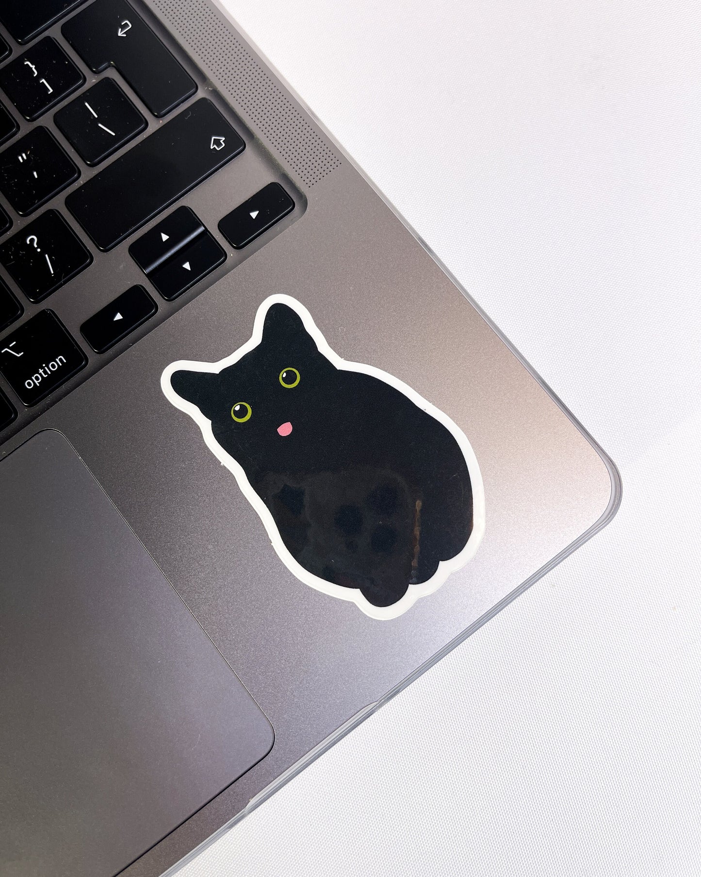 BLACK CAT MEME BLEP TONGUE GLOSSY VINYL STICKER