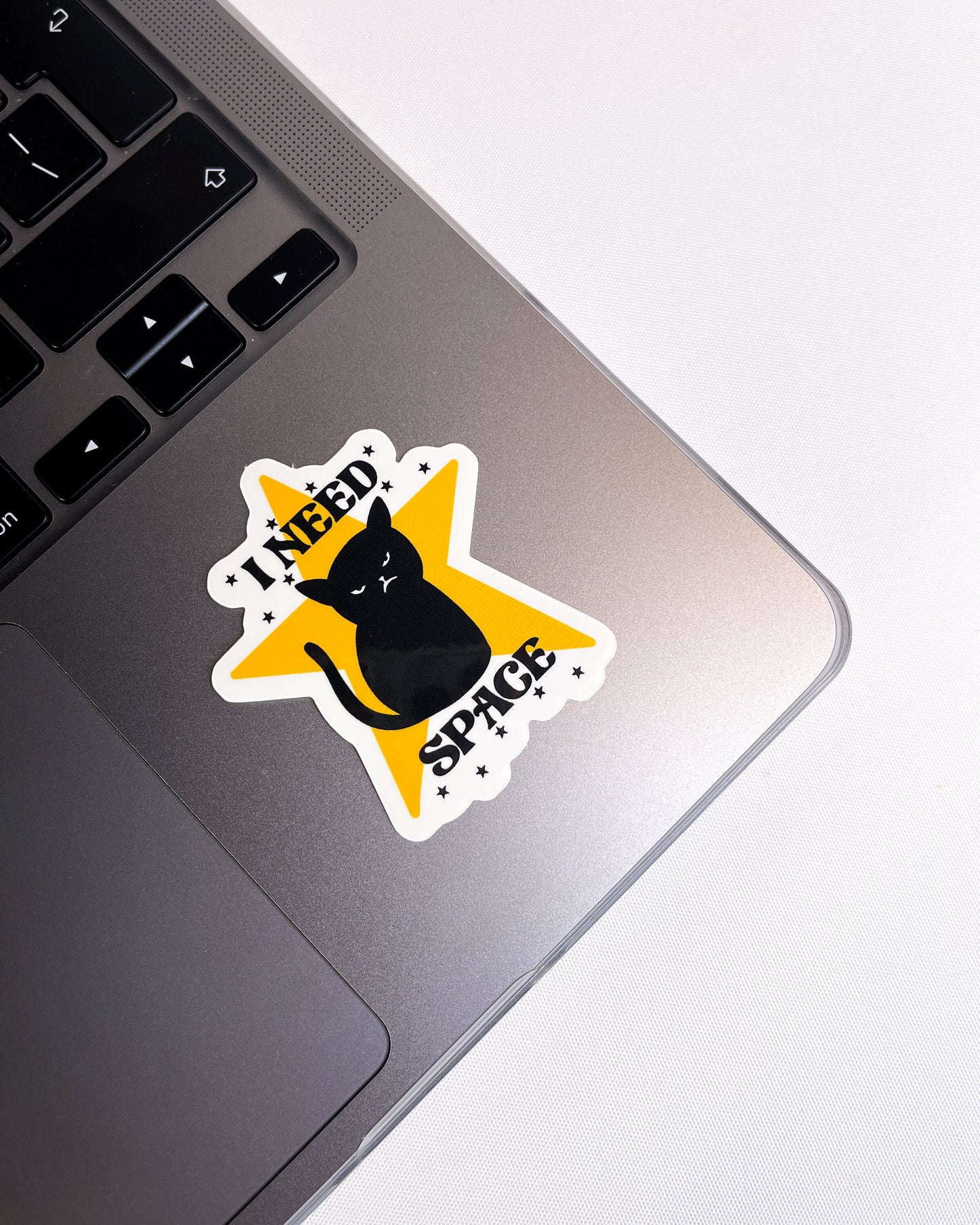 BLACK CAT STAR I NEED SPACE GLOSSY VINYL STICKER